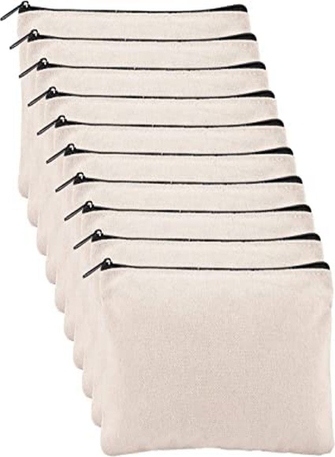 Mincer Pouches Travel Toiletry Bag Pen Pencil Blank DIY Craft Zipper Bag | Cotton Canvas Makeup Bags Bulk, Plain Cosmetic Purse for Travel Craft School (White) (Pack of 4) - Image 1